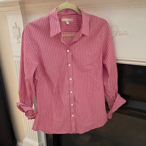 Banana Republic Burgundy Striped Non-Iron Shirt